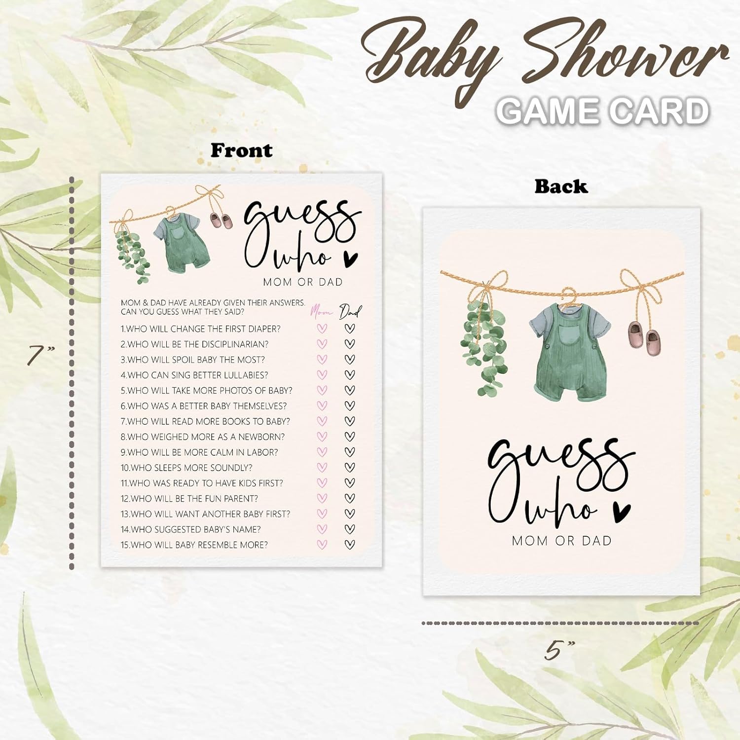 Hilarious Baby Shower Games, Locally Grown Who Mom Or Dad Game Cards, Farmer'S Market Baby Shower Decorations Favors Ideas -30 Pcs, 5X7 In - G07