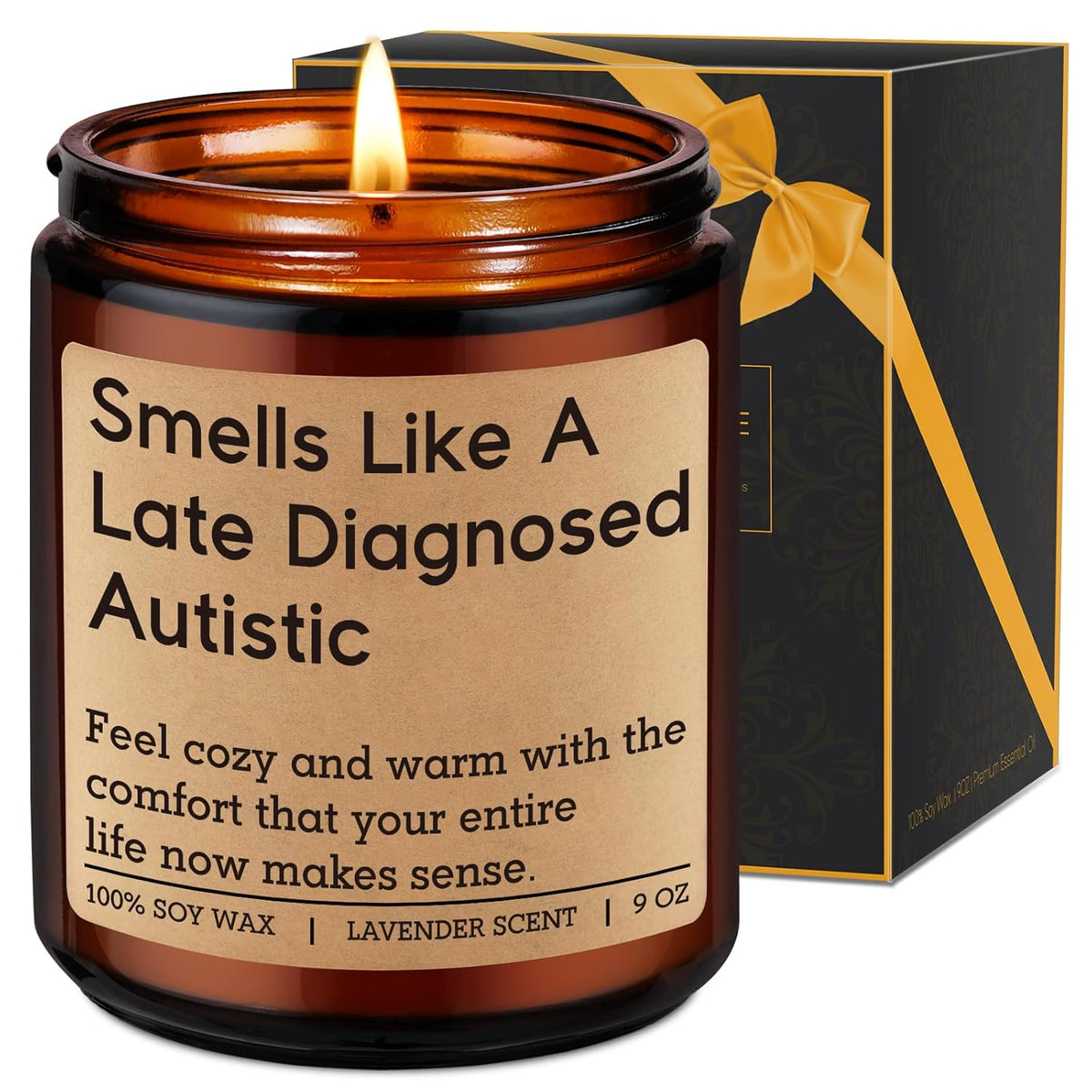 Candle, Late Diagnosed Autism Gifts For People, Autistic Adult Must Have - Neurodivergent Gifts For Autistic Adults, Teens - Funny Autism Awareness Acceptance Stuff For Men Women Mom Dad