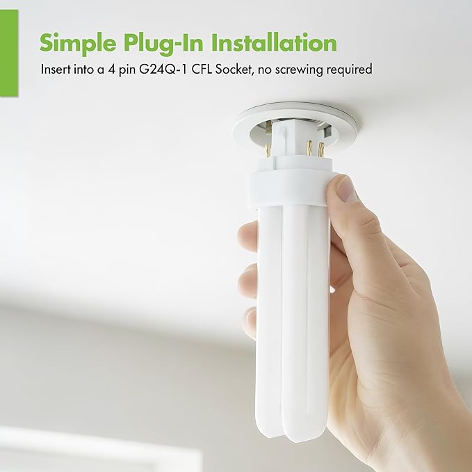 G24Q-1 CFL Light Bulbs 4 Pack 13W 3500K Soft White 4 Pin Replacement Fluorescent Lamp