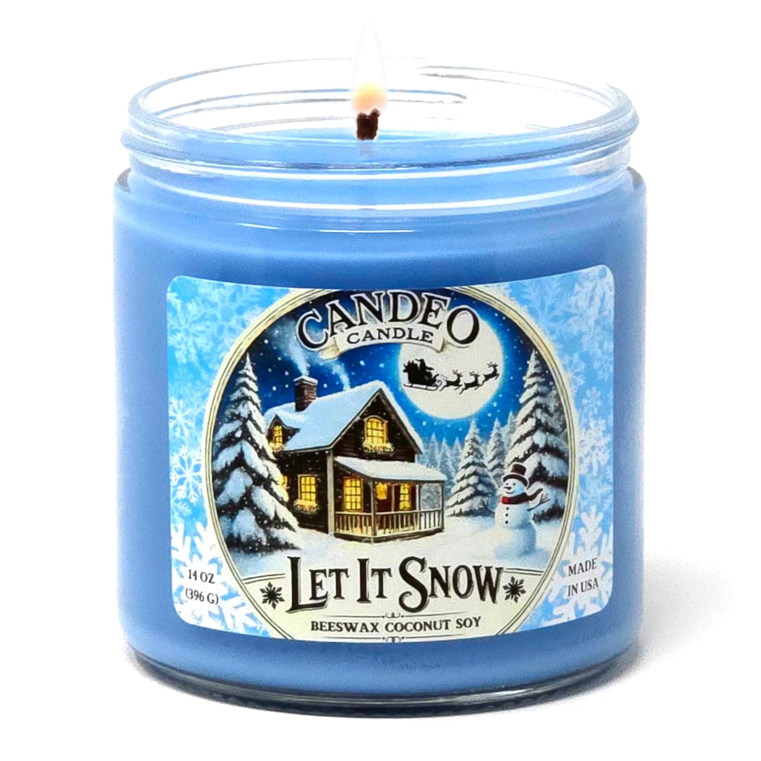 Let It Snow - 14 Oz Jar Candle - Made With Beeswax, Coconut And Soy - Handmade In The Usa - - Christmas