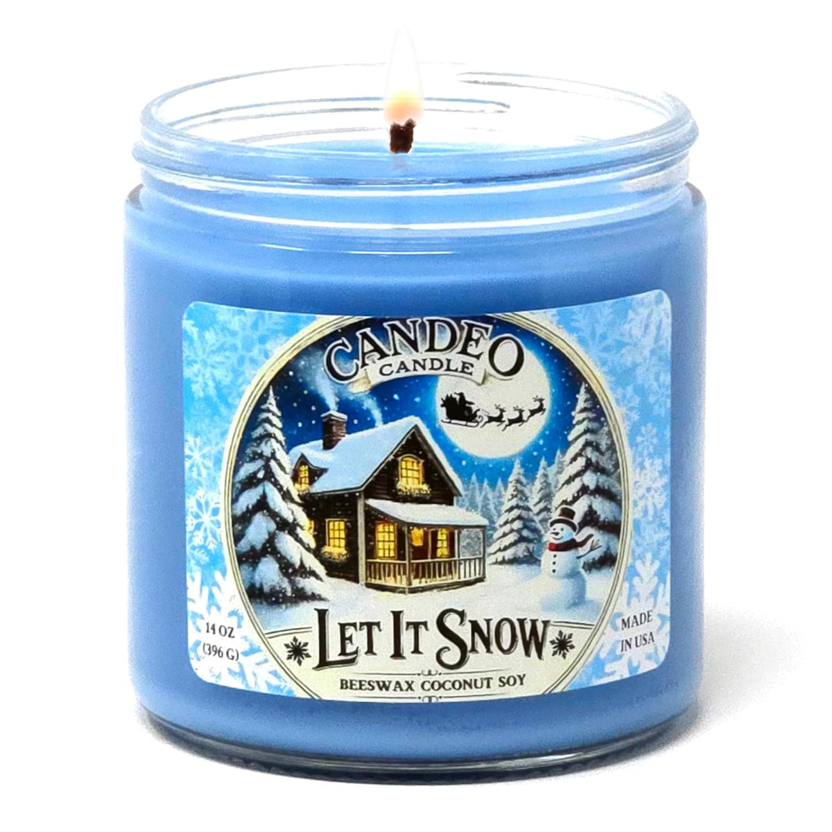 Let It Snow - 14 Oz Jar Candle - Made With Beeswax, Coconut And Soy - Handmade In The Usa - - Christmas