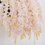 Silk Wisteria Flower Artificial 2.13 Feet Hanging Wisteria Vine Fake Flower Bush String Home Party Wedding Decoration,Pack Of 4 (Light Pink)