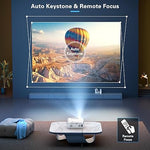 4K Projector, WiFi, Bluetooth, 1080P, Auto Keystone, Remote Focus, Portable