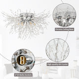 Modern Crystal Ceiling Chandeliers, Firework Dandelion Ceiling Light Flush Mount 6-Lights Bedroom Lighting Fixtures For Hallway Kitchen Living Room (Nickel)