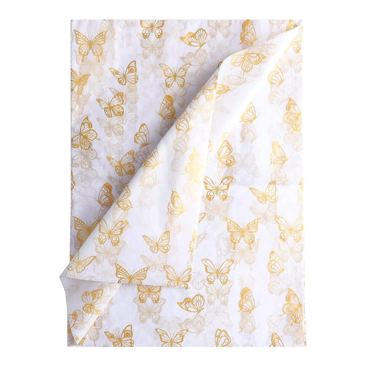 30Pcs 14X20Inch Golden Butterfly Tissue Paper Sheets, Gold Wrapping Tissue Paper Bulk For Packaging For Christmas Wedding Birthday Party Baby Showers Diy Crafts Arts (White Background)