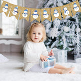 Winter Burlap Banner Blue White Snowman Snowflake Pre-Assembled Bunting Garland For Christmas Winter Holiday Party Hanging Decorations
