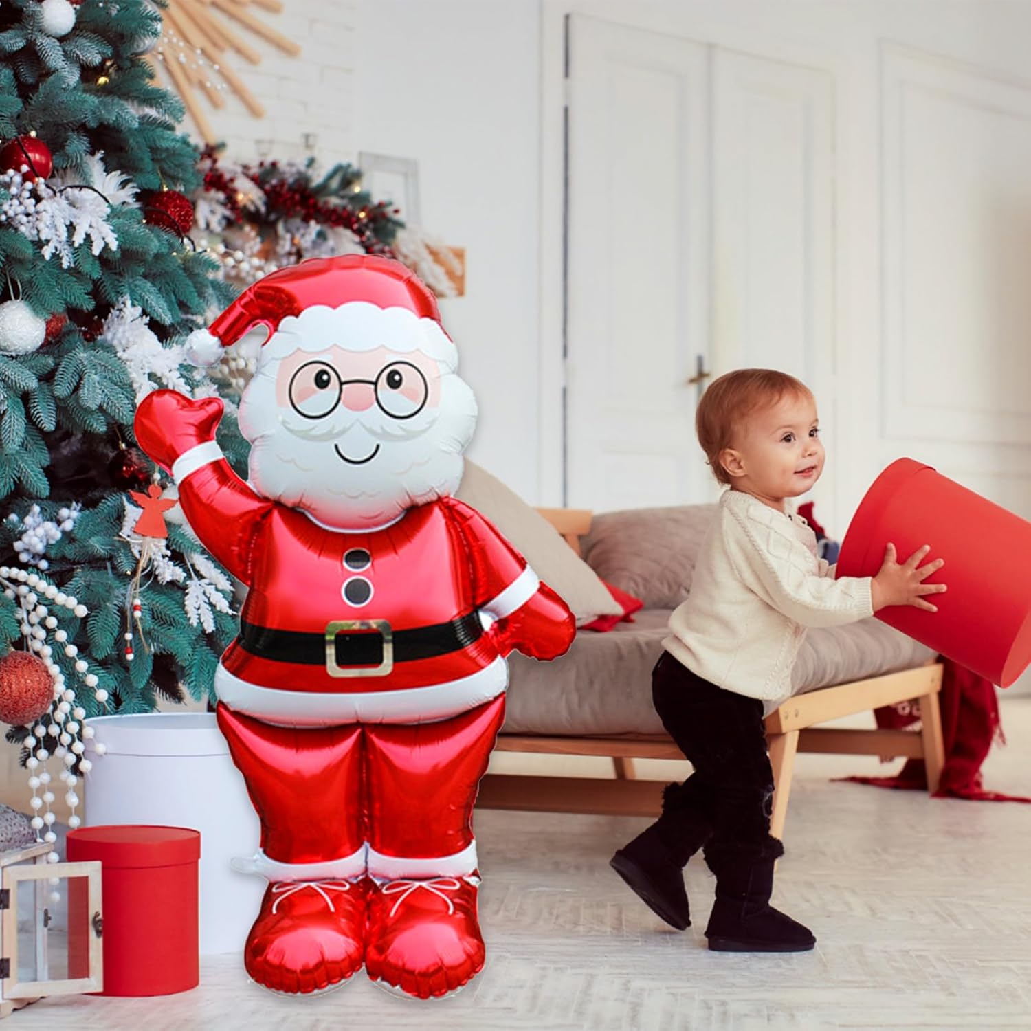 60 In Standing Santa Claus Christmas Balloons, Large Size Foil Balloon For New Year Eve Holiday Festival Birthday Party Decorations (Santa Claus)