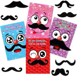 Valentine’S Cards With Funny Mustaches And Envelopes For Kids Classroom Party Favors 28 Pack
