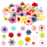 Faux Flower Heads Flowers For Crafts Mini Artificial Flower Heads Bulk Silk Fake Flower Heads Fake Peony Daisy Rose Small Fabric Flowers For Diy Crafts Garland Wedding Home Party Decoration, Coloful
