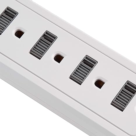 Surge Protector Power Strip 6 Outlets 2 USB Ports 1000J 6FT Extension Cord White