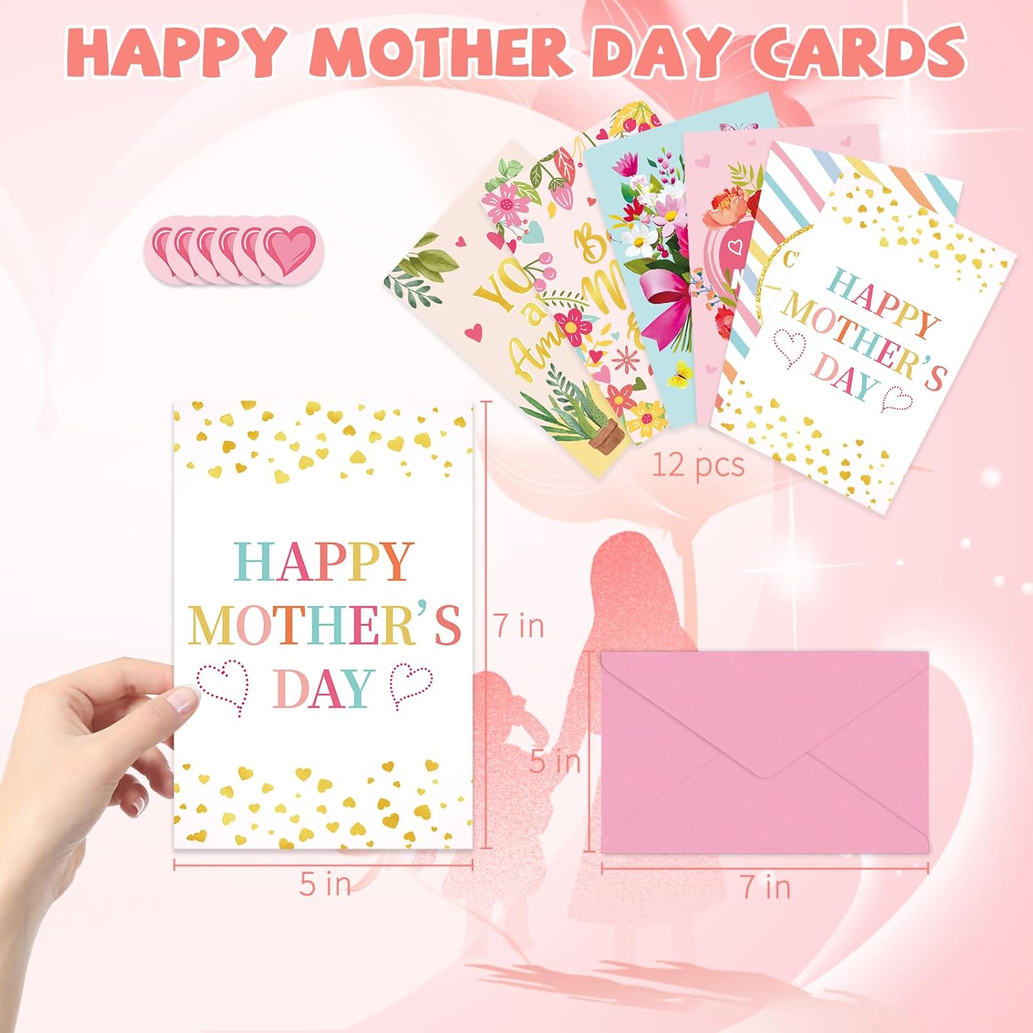 Mothers Day Cards Decorably Gold Foiled And Textured Happy Mothers Day Card Set With Floral Designs Gift Cards For Mom Wishes Printed Message Inside