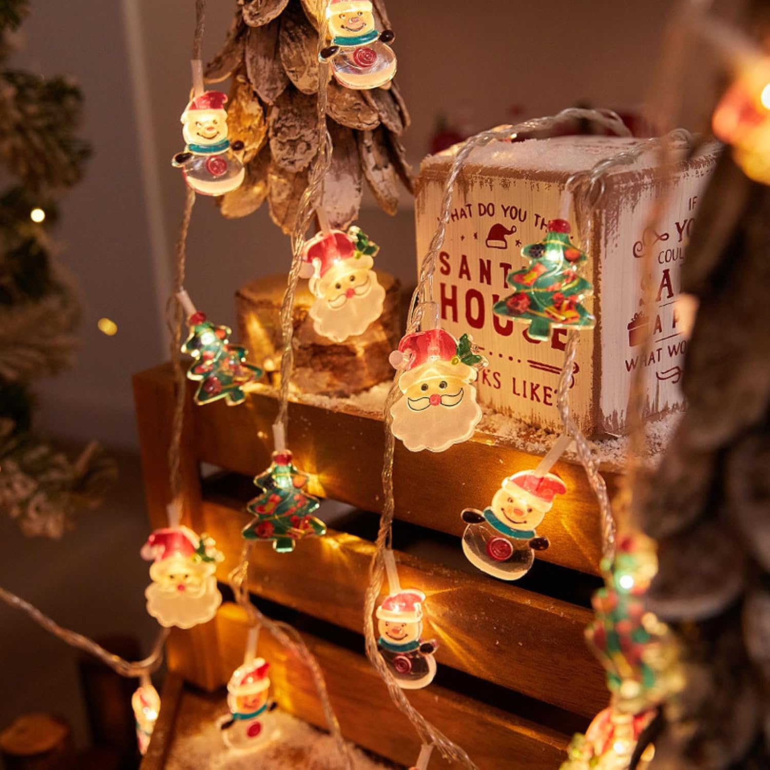 Christmas Decoration Lights Battery Operated, 9.8 Feet 20 Led Cute String Lights, Waterproof Indoor Outdoor Twinkle Chri