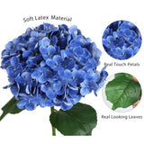 4Pcs Real Touch Blue Hydrangea Artificial Flowers 21'' Large Latex Fake Hydrangea Flowers Faux Hydrangea With Stem For Wedding Home Table Centerpieces Indoor Baby Shower Decorations (Royal Blue)
