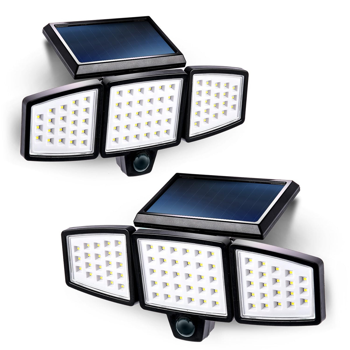 Security 2 Packs Solar Flood Lights Outdoor Motion Sensor 120 Degrees Wide Angle, Waterproof Powered For Garden Yard Pathway, 3500K Warm White 1000 Lumens, Adjustable Triple Head No Wiring