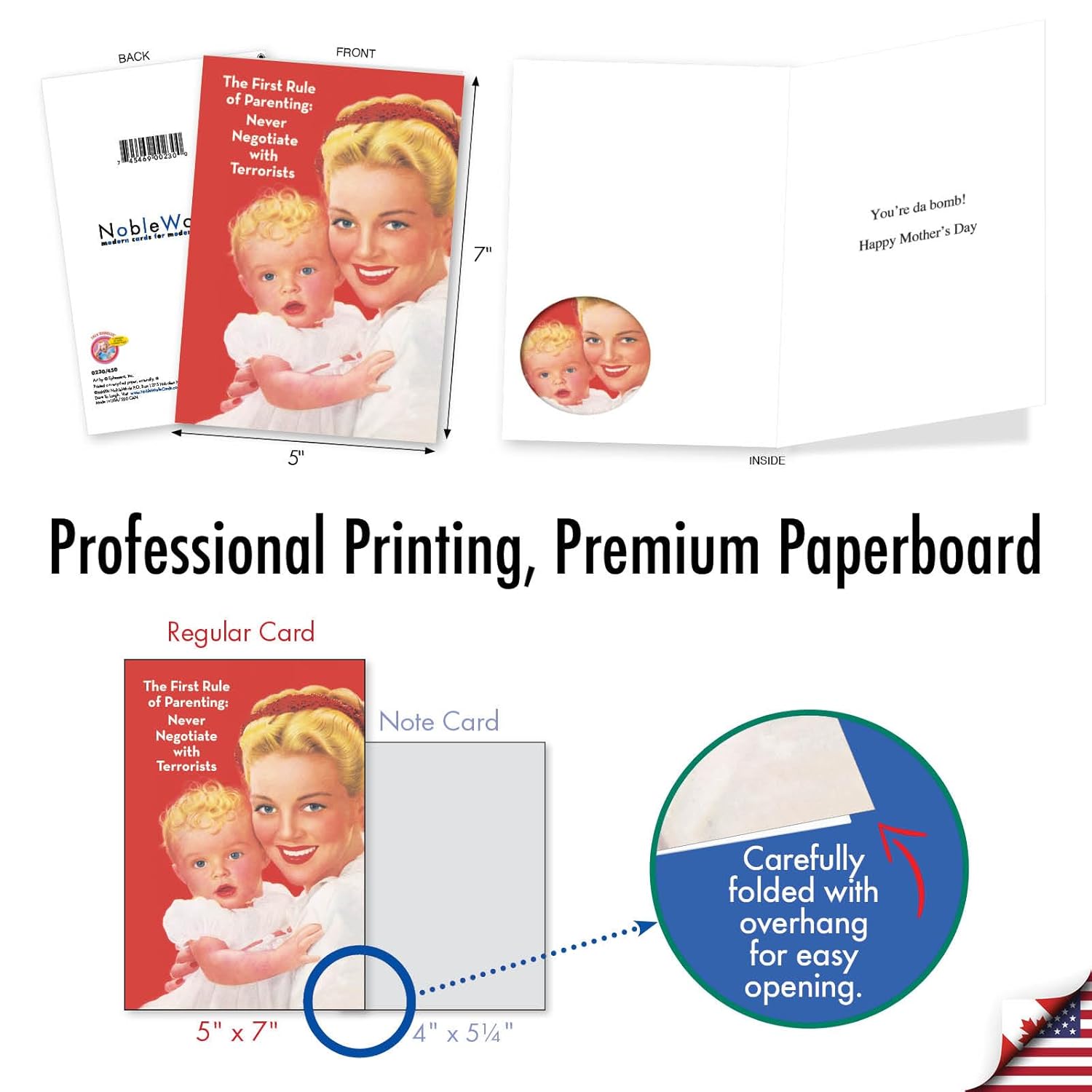 - Funny Mothers Day Card With Envelope - Loving, Humor Greetings For Mom - First Rule Of Parenting 0230