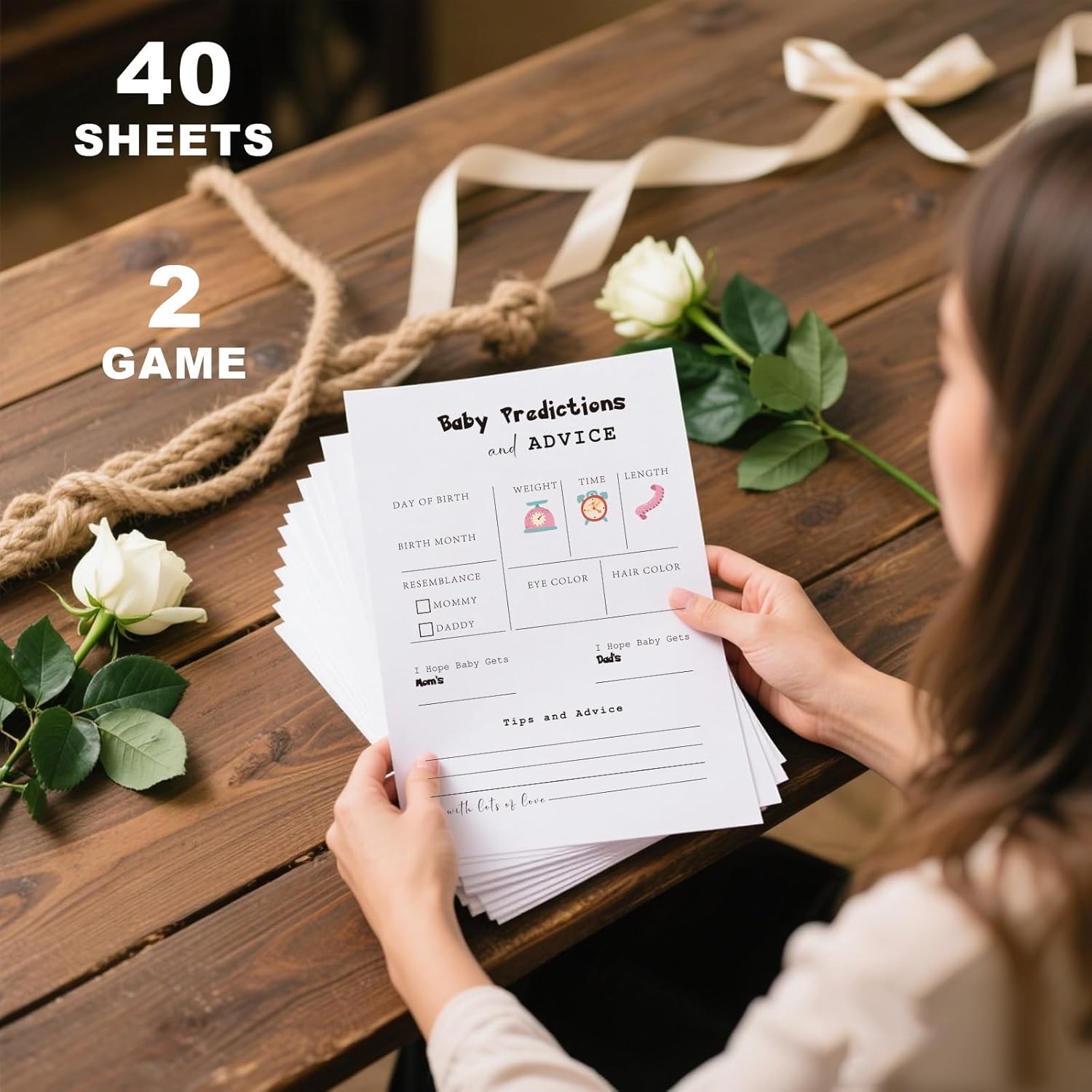 Baby Predictions & Advice Cards For New Parents, Mommy Or Daddy Guess Who Baby Shower Game - 2 Game 40 Pcs Double Sided Cards, Wishes For Mommy & Daddy, Gender Reveal Boy Or Girl