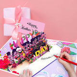 Mothers Day Card, Paper Love 3D Happy Mothers Day Pop Up Handcrafted Card, 100% Recycled And Eco-Friendly, 8X 6 Inch Cover With Note Tag