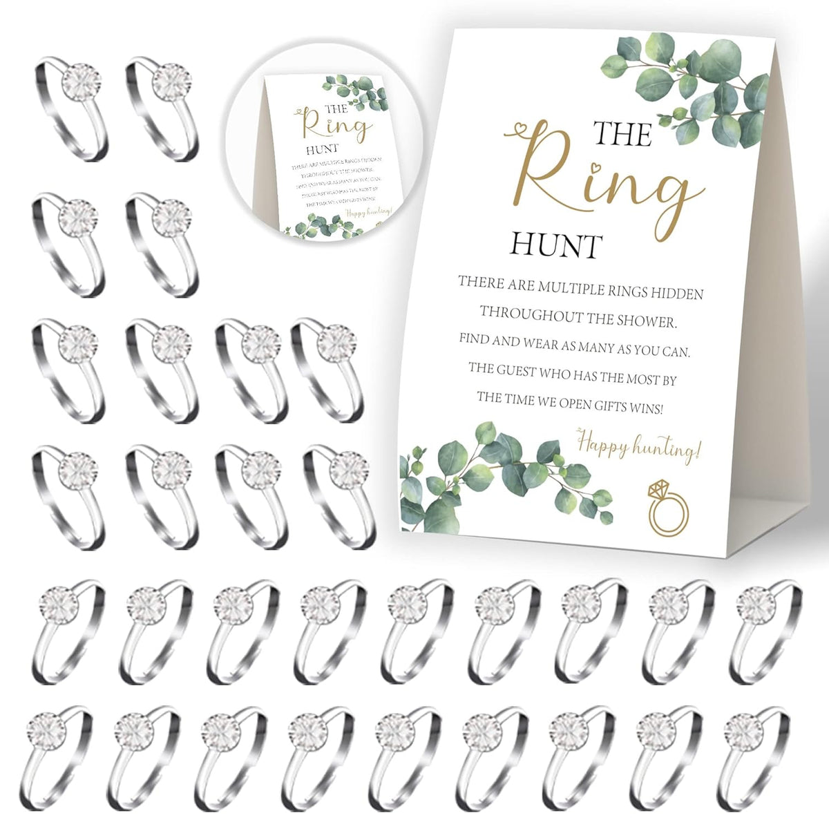 The Ring Hunt Game,Greenery And Gold Bridal Shower Game,Bridal Shower Games 50 Guests,Bridal Shower Decorations,Bachelorette Decorations For Party,Engagement Party Game,Bridal Shower Favors-L16