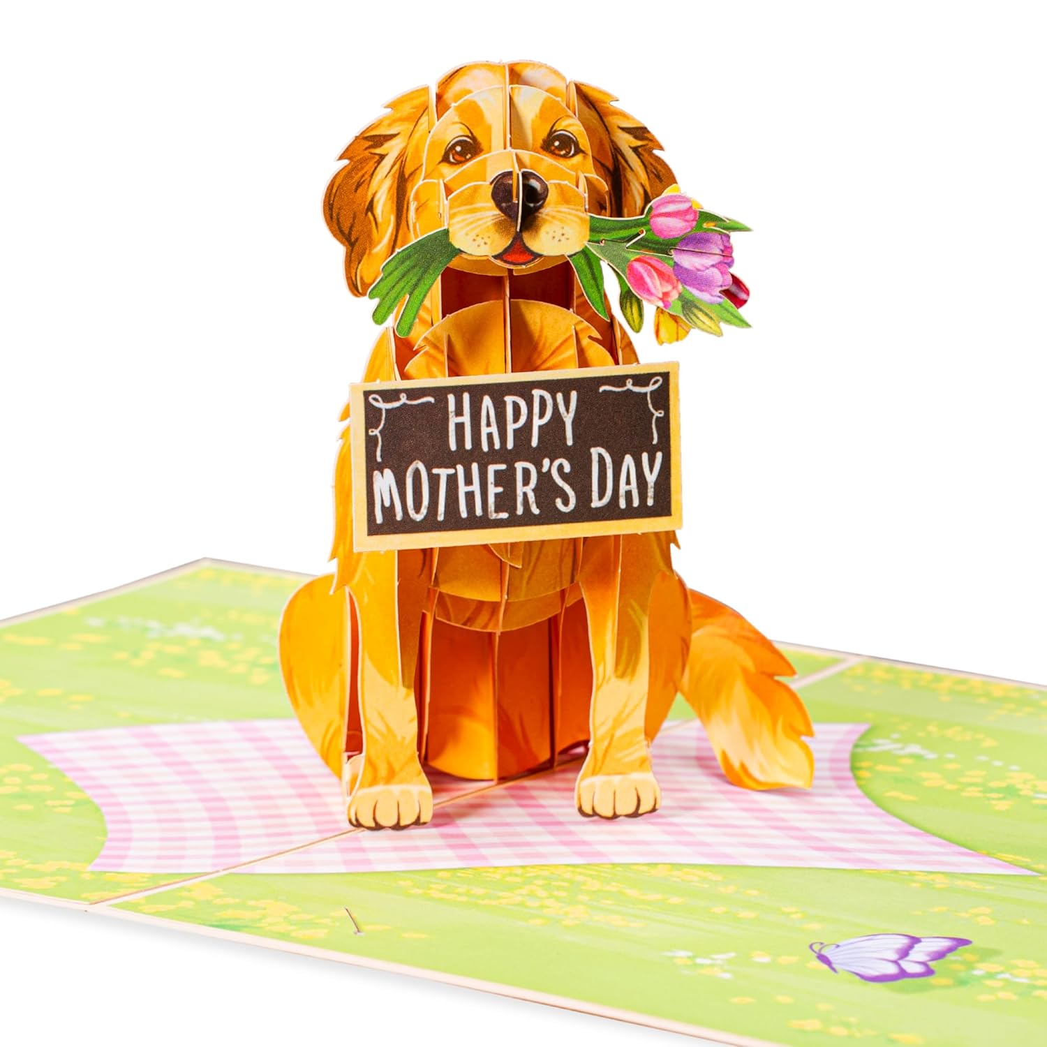 3D Pop Up Mothers Day Card, Happy Mother'S Day Dog, For Mom, Wife - 5" X 7" Cover - Includes Envelope And Note Tag