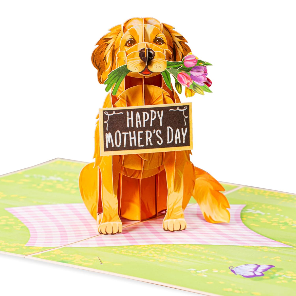 3D Pop Up Mothers Day Card, Happy Mother'S Day Dog, For Mom, Wife - 5" X 7" Cover - Includes Envelope And Note Tag