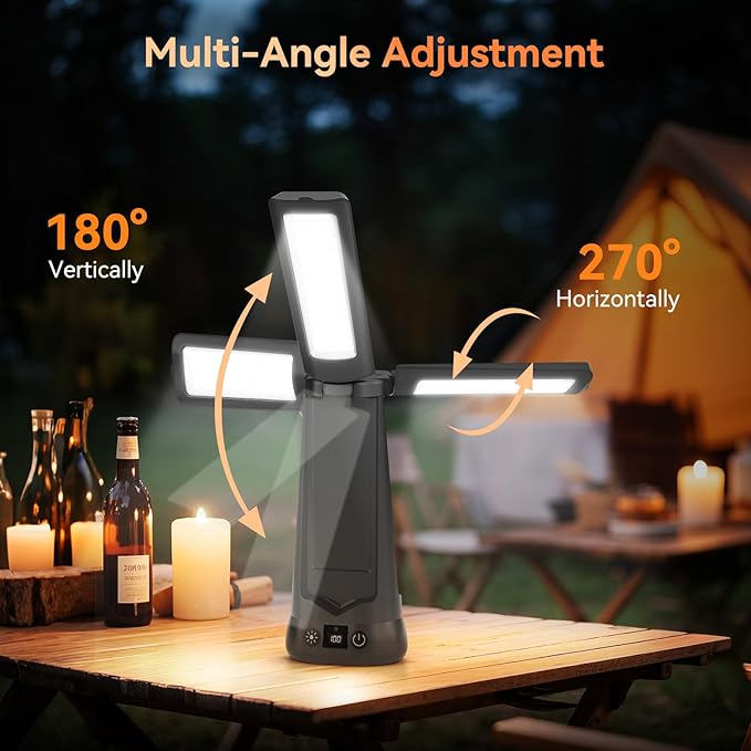 Rechargeable Camping Light with Tripod Stand 5500 Lumen Portable Cordless LED Work Light Emergency Flashlight