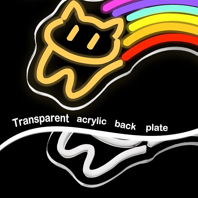 Rainbow Cat Neon Sign Dimmable USB LED Wall Light for Bedroom Game Room Pet Shop Decor