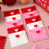 Valentine'S Day Felt Envelope Bulk, 24-Pack Heart Love Envelopes, Mini Table Scatter Decor For Wedding Party Anniversary