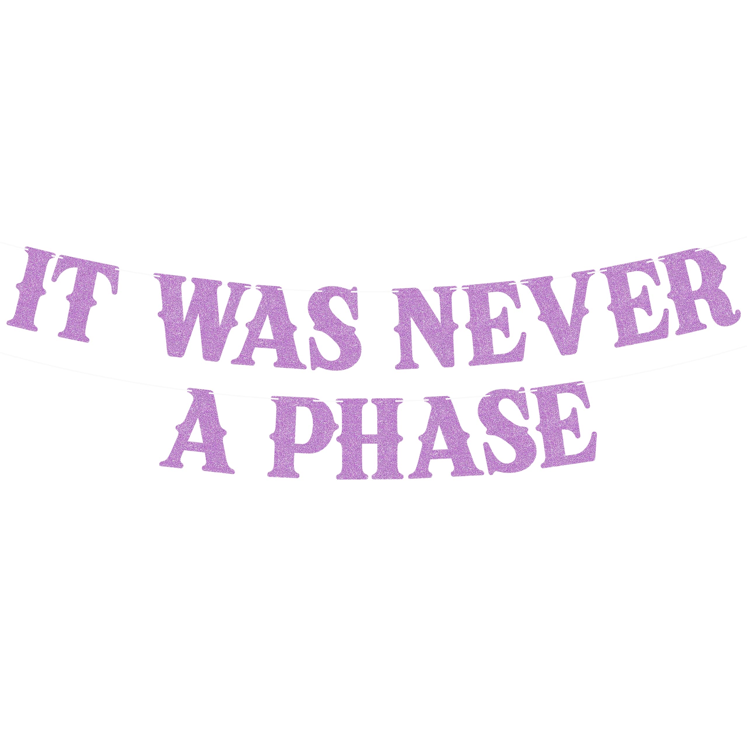 It Was Never A Phase Banner - Light Purple Glitter Death to My Youth Birthday Party Decorations, Old English Emo Funeral 21st 30th 40th 50th 60th Birthday Sign Photo Booth Props