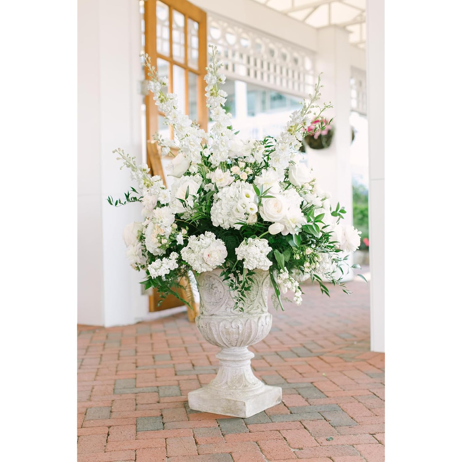 White Flowers Artificial Delphinium 9Pcs With Clematis Greenery For Wedding & Home Decor