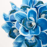 Faux Flowers In Vase 9.3" Cymbidium Orchid Flowers Arrangement With Faux Water Real Touch Flowers For Wedding Table Centerpiece Home Decor, Blue