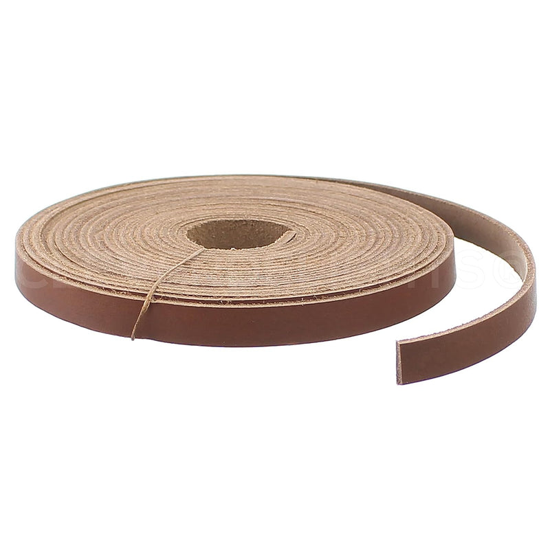 Brown 3/8" Leather Strap - 15 Feet - 9.5Mm Genuine Leather Strip