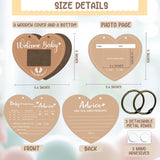 Welcome Baby Shower Advice - 45 Pcs Heart Baby Predictions And Advice Cards, Wood Guest Book Keepsake For New Parents, Gender Neutral Party Activity