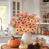 Artificial Fall Flowers Bouquet 4 Pcs Silk Autumn Flowers Faux Fall Flower Arrangements Fake Daisy For Farmhouse Home Kitchen Table Centerpieces Wedding Grave Cemetery Decor (12.89")