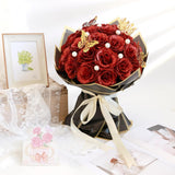 Glitter Roses Bouquet, Shiny Artificial Roses Flowers With Stems Diy Fake Glitter Flowers Bouquet For Anniversary Graduation Birthday Wedding, 24 Roses (Red)