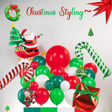 Merry Christmas Green Red White Balloon Garland Arch Set 117Pcs With Christmas Tree Santa Candy Cane Star Cookie Mylar Balloons For Winter Friendsmas New Year'S Eve Decoration