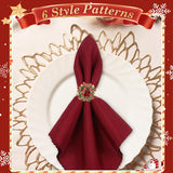 16Pcs Christmas Wreath Napkin Rings Set Of 8 And 8 Christmas Napkins Cloth, Napkins Holdes For Dinning Table Setting Decoration, Xmas Dinner Tables Rings For Winter Party