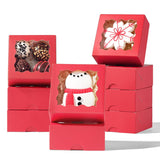 50Pcs 3.25X3.25X1.5 Inches Red Small Bakery Boxes With Window - Cookie Macaron Mini Cake & Truffle Gift Boxes For Christmas Gifts Birthday Wedding Valentine'S Day Party Favors