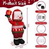 Christmas Inflatable Decoration 5.6 Ft Snowman Holding Gift Adorable Holiday Yard Decoration With Red Sweater, Hat & Pla