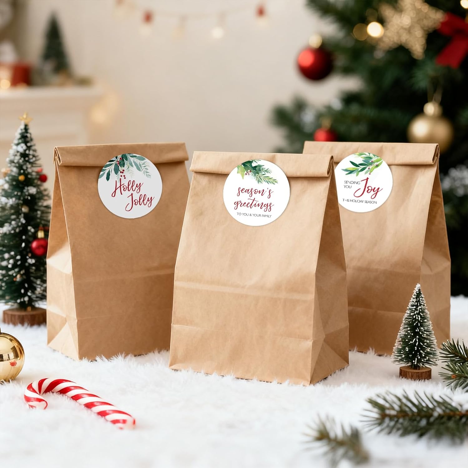 Merry Christmas Gift Stickers - 120Pcs 2Inch Merry And Bright Stickers Watercolor Happy Holidays Envelope Seal Label Sticker Self Adhesive Xmas Gift Sticker Holly Jolly Label For Card Present