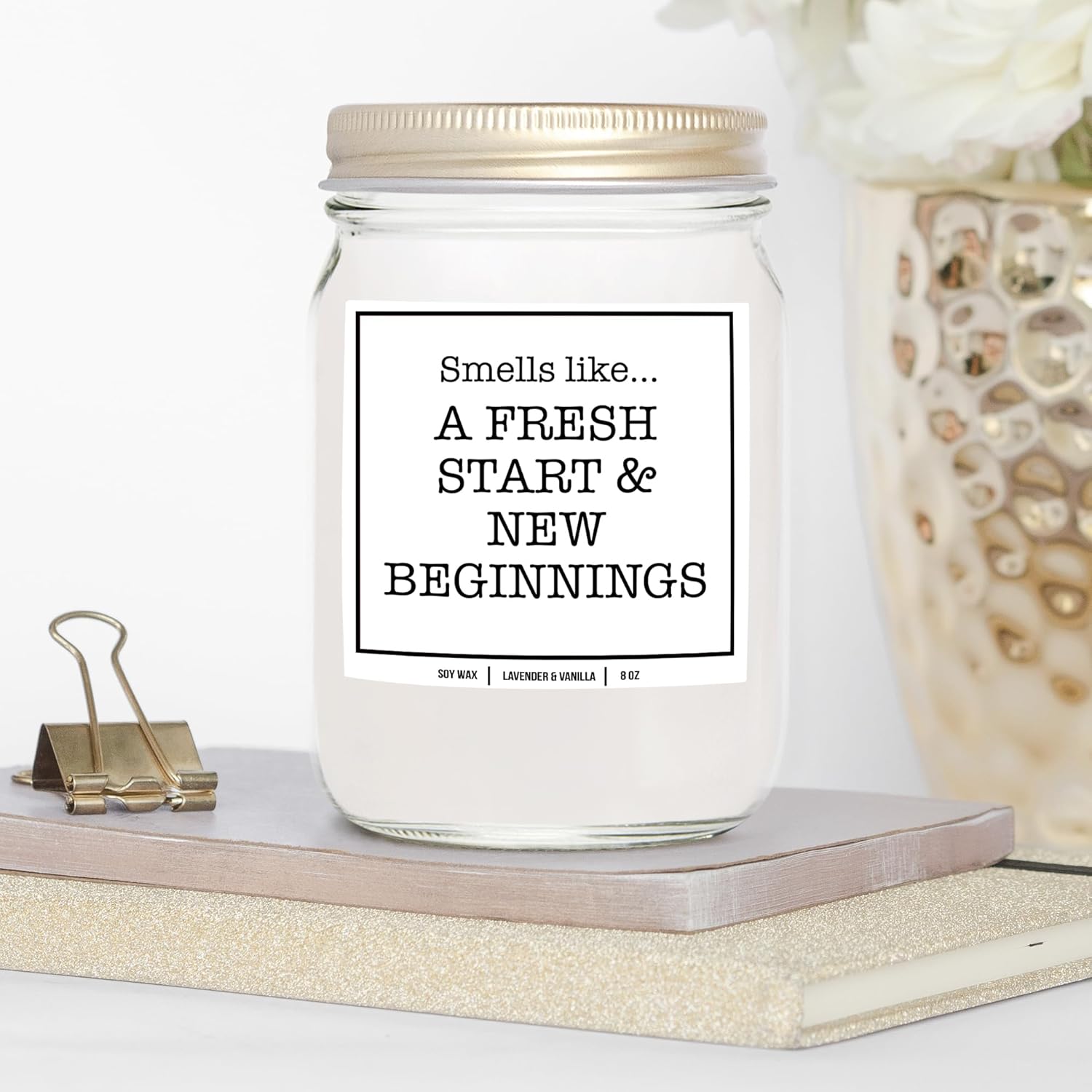 You Nique Designs New Home Candle 8 Oz - New Job Gifts For Women, Get Well, Divorce Candle, Break Up, Housewarming Candles, Housewarming Gift, New Beginnings Gift (Lavender & Vanilla)
