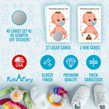 Baby Shower Boy Scratch Off Poop Game, Easy To Play Silly Games, Funny Idea, Ice Breaker Activity. Raffle Cards, Blue Pacifier, Set Of 40 Cards Made In Usa