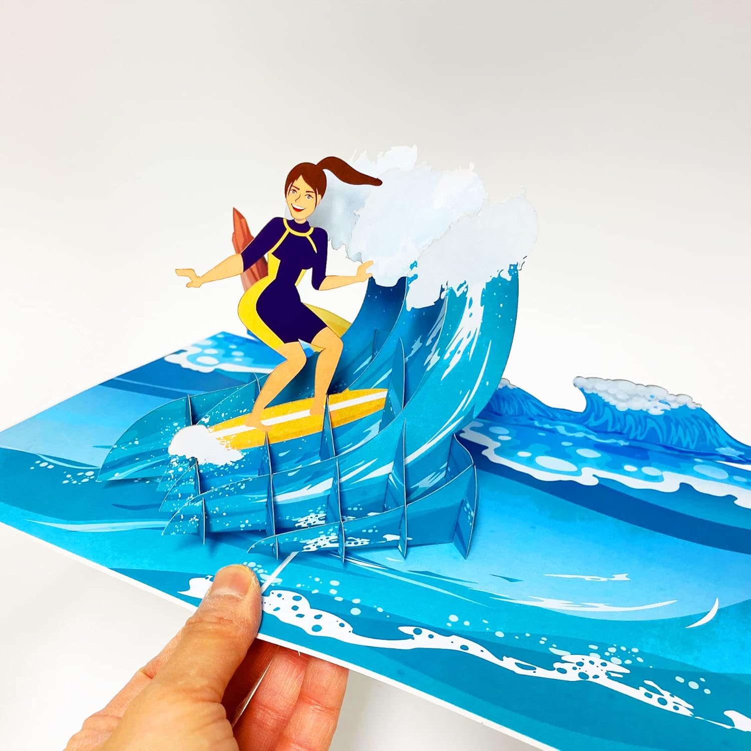 Surfer Pop Up Birthday Card (Girl) - Surfing, Ocean, Happy Birthday, Just Because, Special Days, Retirement, Graduation, Friendship,Anniversary Card, Unique Gifts For Girlfriend, Wife, Lady, Women |