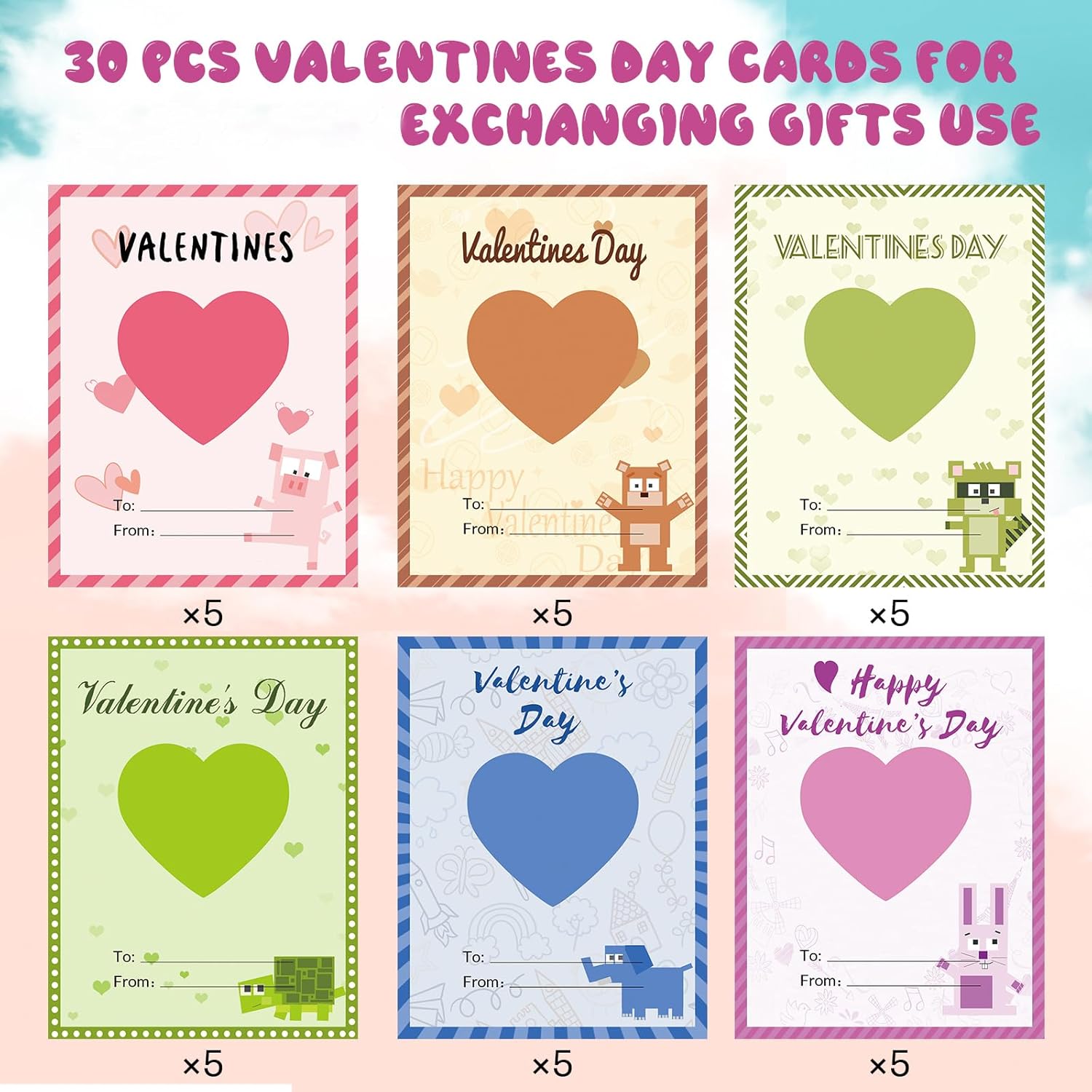 Valentines Day Cards For Kids School 30 Pcs Valentines Day Diy Gifts Card For Kids Classroom Party Exchange Cards,Classroom Exchange Prize Great For Friends (Only Cards)