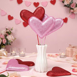 6 Pcs 14'' Large Glitter Valentines Red Heart Decorations Giant Valentine Heart Ornaments Oversized Tree Picks For Tree Topper Home Wedding Holiday Party Decor Vase Fillers(Red,Pink,Classic)