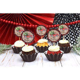 Watercolor Red Pickup Truck Snowy Christmas Thank You Sticker Labels, 40 2" Party Circle Stickers By Amandacreation, Great For Party Favors, Envelope Seals & Goodie Bags