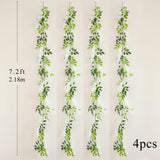 Wisteria Artificial Flowers Garland, 4Pcs 7.2Ft/Piece Silk Fake Wisteria Vine Kit, Hanging Flower For House Outdoor Garden Ceremony Outside Wedding Arch Floral Decor (4, White)