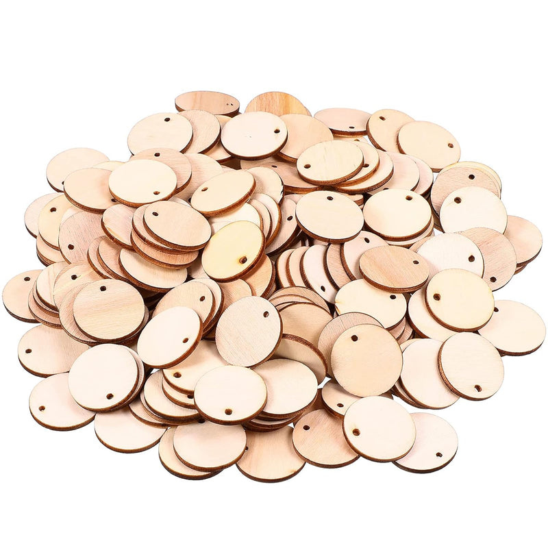 200 Pieces Unfinished Blank Wood Circle Pendants Round Disc Circle Wood Pieces