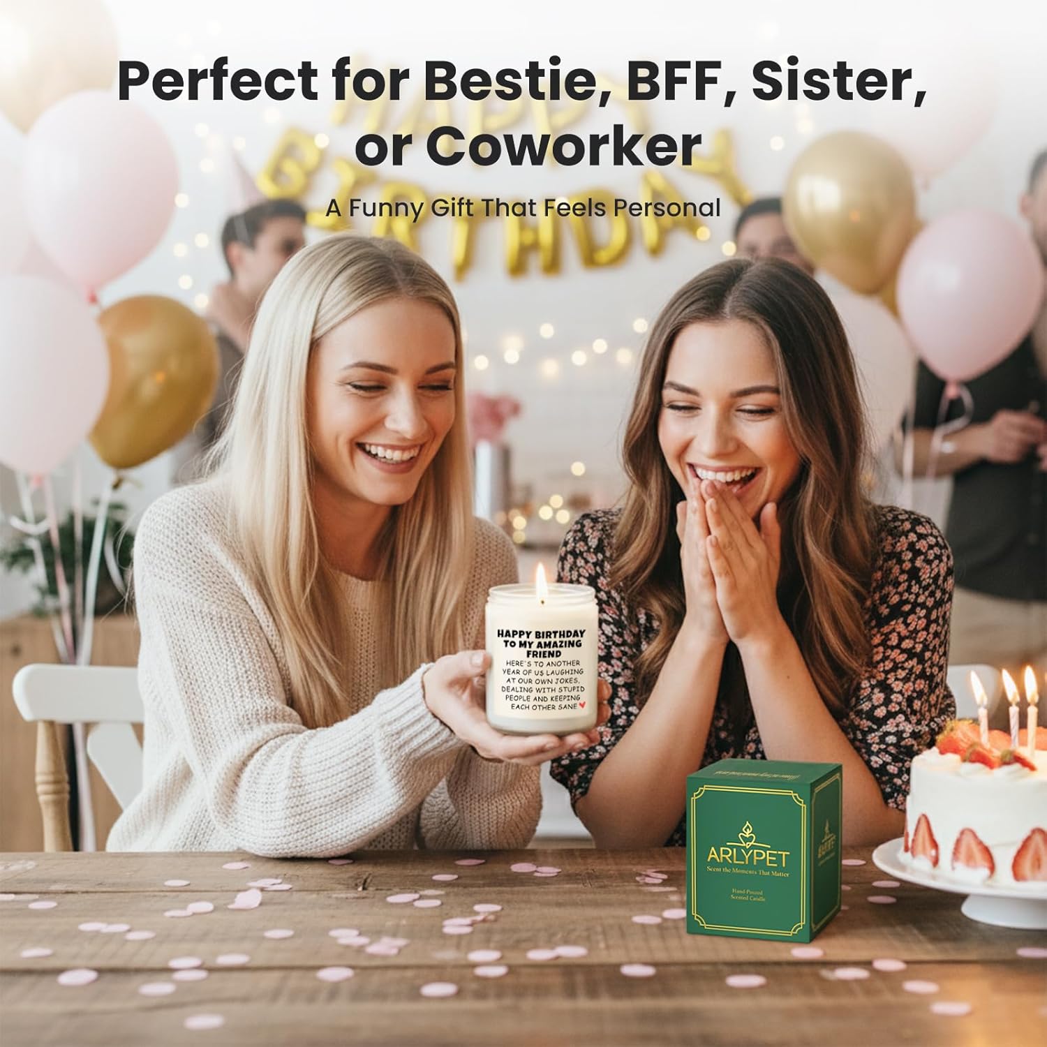 Happy Birthday Gifts For Women Friendship, Funny Best Friend Friendship Birthday Gifts For Women Bestie Bff Coworker Classmate, Amazing Friends Sister Lavender Candle