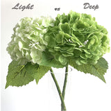 3Pcs Hydrangea Artificial Flowers 21" Lifelike Fake Large Real Touch Hydrangea Pink Flower For Wedding Decoration Bride Bouquet Floral Home Decor Table Centerpieces (Light Green)