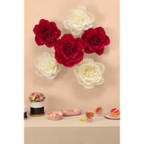 Crepe Paper Flower Decorations For Wall, Wedding Backdrop, Valentine'S Day, Nursery Room, Bridal Shower, Baby Shower, Birthday Party (Red, Beige, Set Of 6)